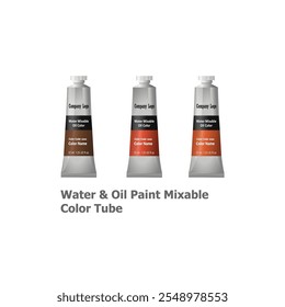 Set of Water and Mixable Oil Colour tube illustration hand drawing on white background Vol 03