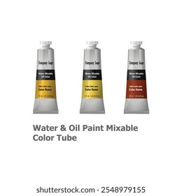 Set of Water and Mixable Oil Colour tube illustration hand drawing on white background Vol 02