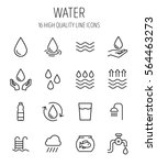 Set of water in modern thin line style. High quality black outline drop symbols for web site design and mobile apps. Simple water pictograms on a white background.