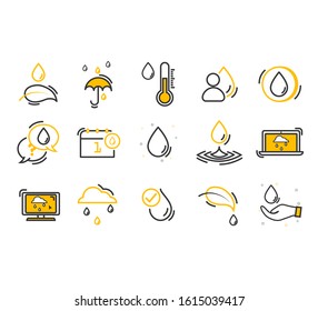 Set of water in modern thin line style. Simple Set of Eco Related Vector Line Icons. Water pictograms on a white background.  Global Warming, Forest, Organic Farming and more.