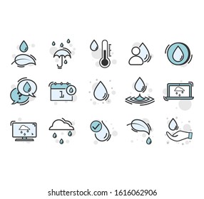 Set of water in modern thin line style. Simple Set of Eco Related Vector Line Icons. Simple water pictograms on a white background. 