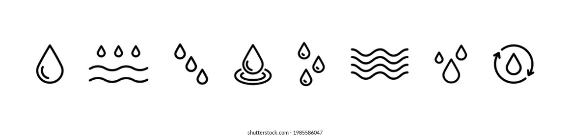 Set of water in modern thin line style