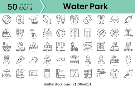 Set of water park icons. Line art style icons bundle. vector illustration