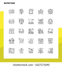 Set of Water Park Line Icon set 25 Icons. Vector Minimalism Style Design Black Icons Set. Linear pictogram pack.