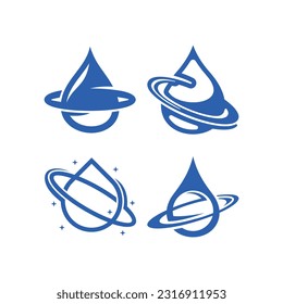 Set von Wasser-Planeten-Umlaufvektorgrafik-Design, Logo-Design-Vorlage für Ihr Unternehmen
