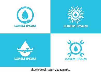 Conjunto de diseño de la plantilla de logotipo de fontanería de agua vector
