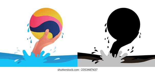 Set of water polo ball sports activity silhouette art illustration