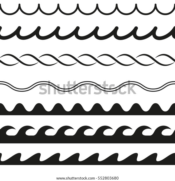 Set Water Seamless Lines On White Stock Vector (Royalty Free) 552803680