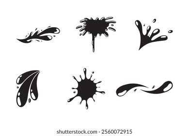 Set of water silhouettes isolated on white background