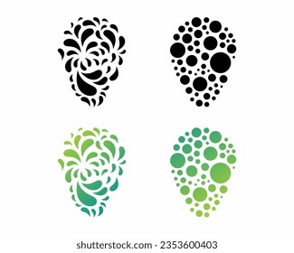 Set von Wasser Splash und Glühbirnen Logo, Vektorvorlage. Design des Smart-Bulle-Elements-Logos, Vektorgrafik