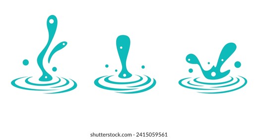 set of water splash design. aqua ripple sign and symbol.