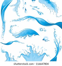 Set of water splashes. (vector illustration)