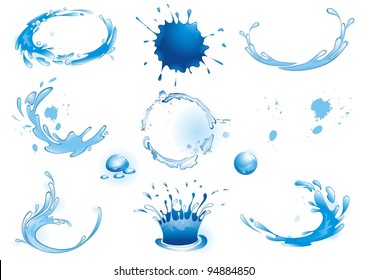 Set Of Water Splashes. (vector Illustration)