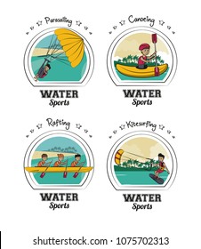 Set of water sports cartoons