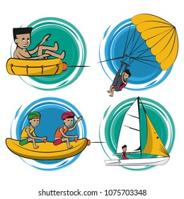 Set of water sports cartoons