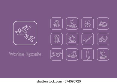 Set of water sports simple icons