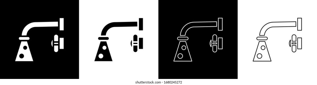 Set Water tap icon isolated on black and white background.  Vector Illustration