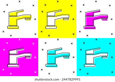 Set Water tap icon isolated on color background.  Vector