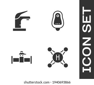 Ajuste el grifo de agua, , el tubo y la válvula de la industria y el icono de orina o pissoir del inodoro. Vector