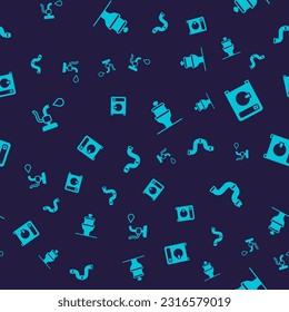Set Water tap, Washer, Toilet bowl and Industry metallic pipe on seamless pattern. Vector