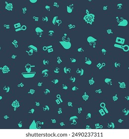 Set Water temperature, Sauna broom, Honey dipper stick with bowl and thermometer on seamless pattern. Vector