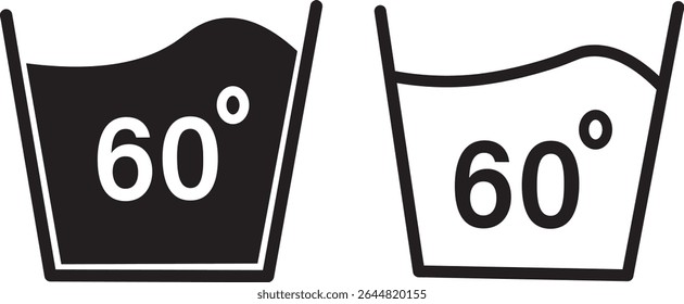 Set of Water Temperature in Washing Machine Icon. Laundry symbols, Washing clothing 20, 30, 40, 50, 60, 70, 80, 90 degree celsius,Vector flat sign graphic design vactor,
