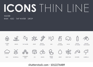 Set of WATER Thin Line Vector Icons and Pictograms