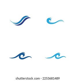 set of Water wave icon vector illustration design logo