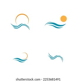 set of Water wave icon vector illustration design logo