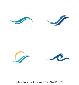 set of Water wave icon vector illustration design logo