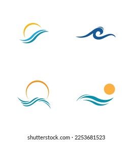 set of Water wave icon vector illustration design logo