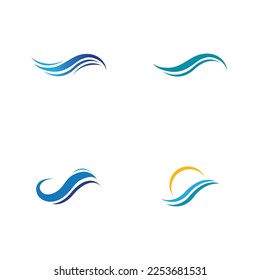 set of Water wave icon vector illustration design logo