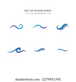 set of Water wave icon vector illustration design logo