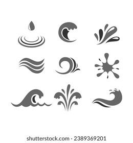 Set of water and wave illustration design vector