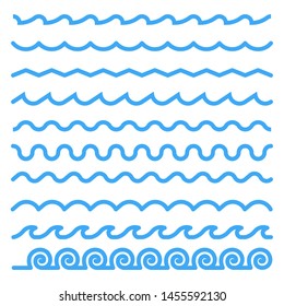 Set Of Water Wave Lines Vector Elements