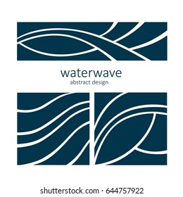 Set Water Wave Logo abstract design. Cosmetics Surf Sport Logotype concept. Aqua icon. 