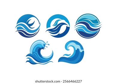 set of water wave or sea wave logo