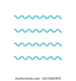 Set of Water Waves Icons. wave logo. Blueblack Horizontal Zigzag Lines isolated on White Background. Flat Vector Icon Design Template Elements