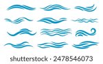 set of water waves vector illustration