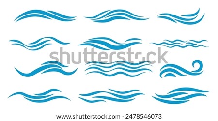 set of water waves vector illustration