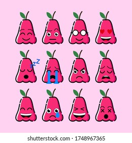 Set of waterapple emoticons vector design