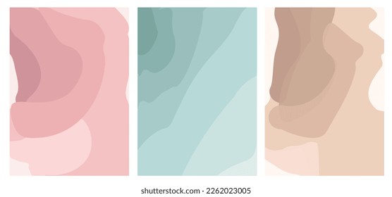 Set watercolor abstract background with pink, blue and brown colors