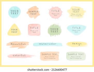 Set of watercolor background frames. Cute colorful design elements. Good for social media, banners, websites, notes, quotes, headlines, presentation, marketing materials and other.