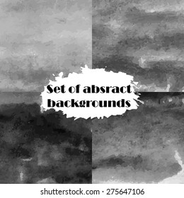 Set of watercolor backgrounds. Abstract vector. Hand drawing illustration