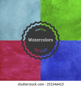 Set of watercolor backgrounds. Cute varicolored vector illustration.