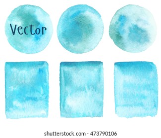 Set of watercolor backgrounds. Watercolor texture with brush strokes. Blue. Vector.