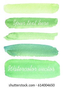 Set of watercolor backgrounds. Watercolor texture with brush strokes. Green, yellow. Natural. Isolated. Vector.