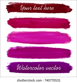 Set watercolor backgrounds  Watercolor texture and brush strokes  Red  pink  burgundy  Isolated  Vector 