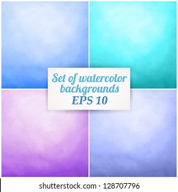 Set of watercolor backgrounds - vector illustration.