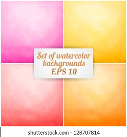 Set of watercolor backgrounds - vector illustration.